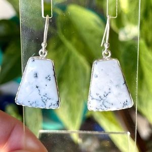 🤍Dendritic Opal Crystal Sterling Silver .925 Dangle Earrings🤍